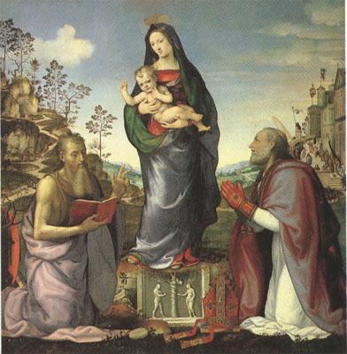 ALBERTINELLI  Mariotto The Virgin and Child Adored by Saints Jerome and Zenobius (mk05)